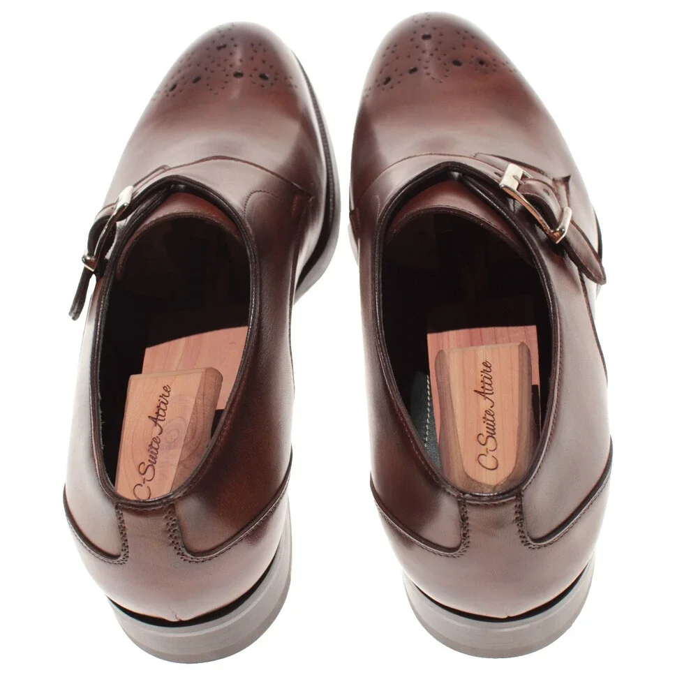 Pastori NWB Single Monk Strap Dress Shoes Size 10.5 US in Brown Leather